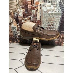 Twisted X Casual Shoes Womens Boat Driving Moc Brown Cream WDM0159 Size 8 M
